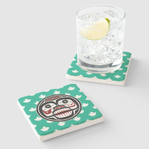 Native American Red Black Art Weull Steinuntersetzer