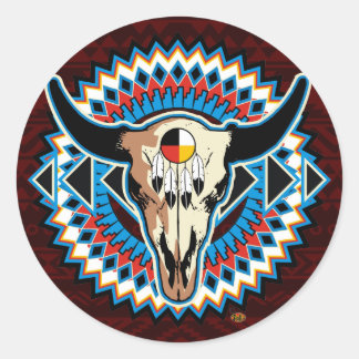 Native American Round-Skull-Aufkleber Runder Aufkleber