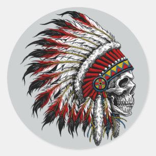 Native American Skull Sticker