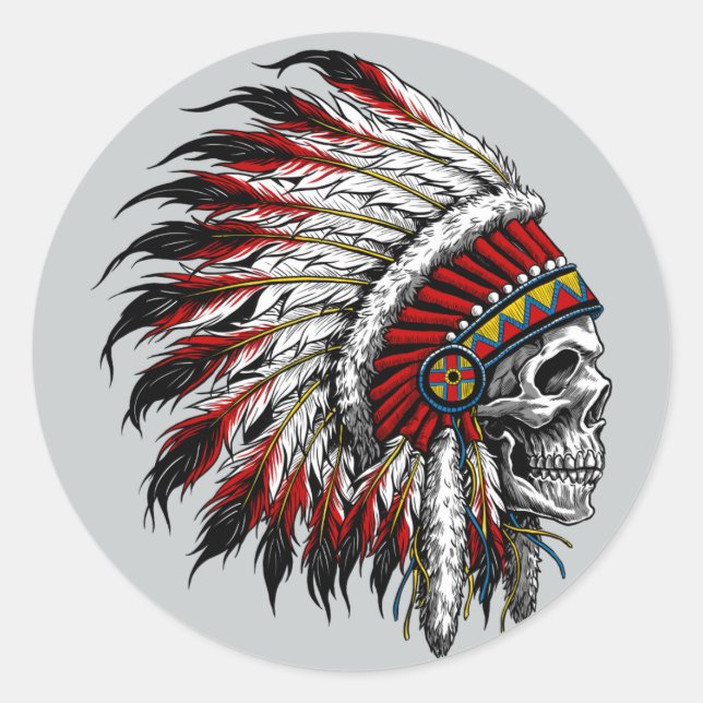 Native American Skull Sticker (Vorderseite)