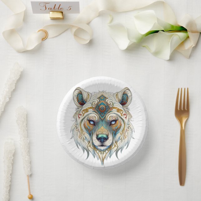 Native American Spiritual Wolf Paper Plate Pappteller (Hochzeit)