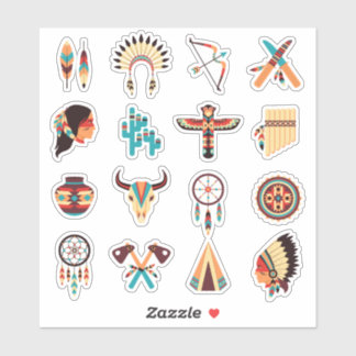 Native American Tribal Icons Set – Federn, Traum Aufkleber
