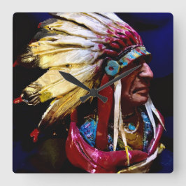 Native American Wall Clock Quadratische Wanduhr