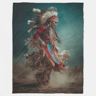 Native American Woman Throw Blanket Fleecedecke