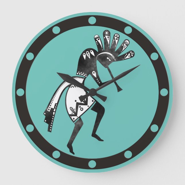 Native Americans Culture - Dancing Kokopelli 1 Große Wanduhr (Vorderseite)