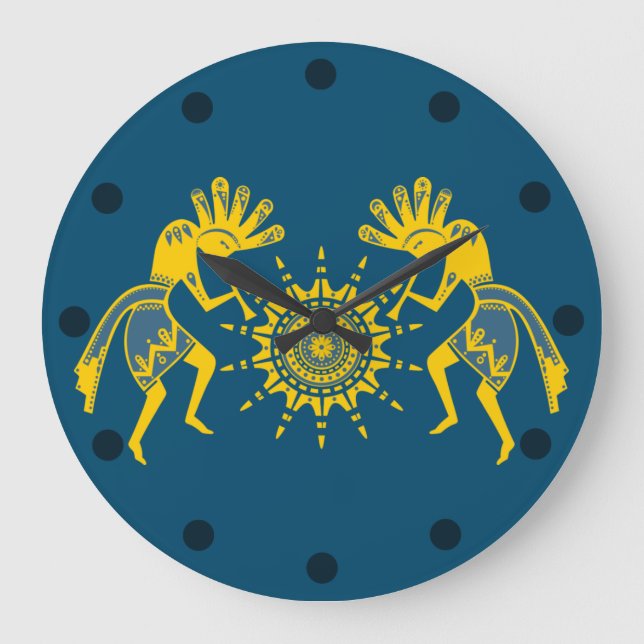Native Americans Culture - Sun Dancing Kokopelli 6 Große Wanduhr (Vorderseite)