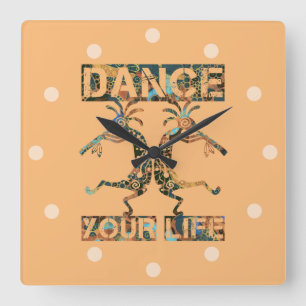 Native Americans Kokopelli - Dance Your Life 1 Quadratische Wanduhr
