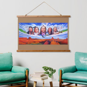 Native Americans Malen Benutzerdefinierten Text Hi Wandteppich Mit Holzrahmen