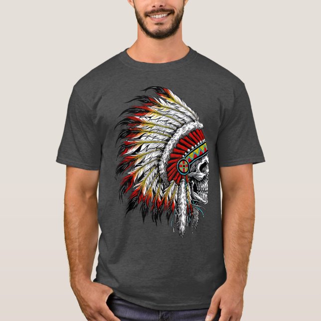 Native Amerikanische Ureinwohner Chief Skull Motor T-Shirt (Vorderseite)