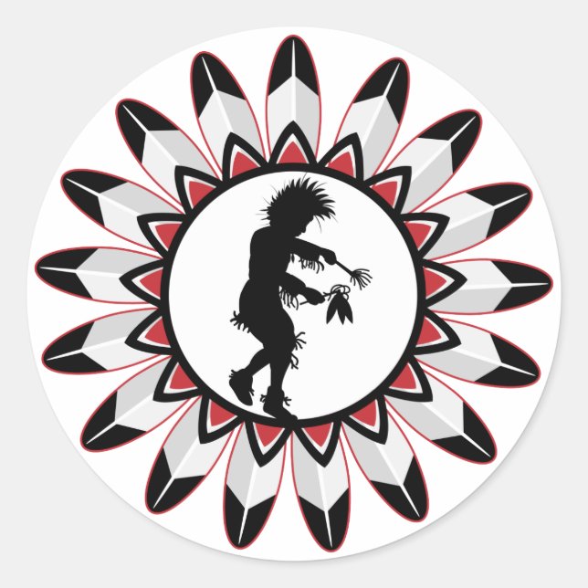 Native Amerikanische Ureinwohner Dance Runder Aufkleber (Vorderseite)