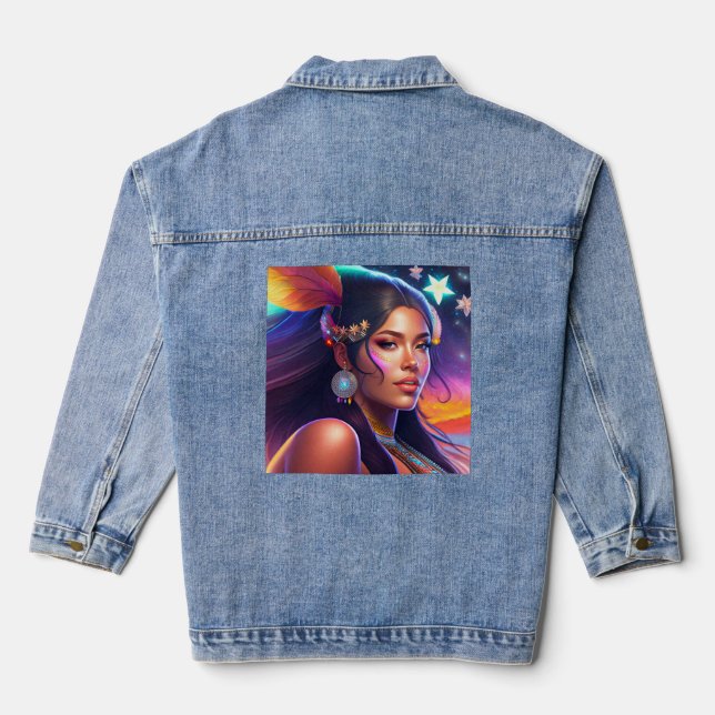 NATIVE AMERIKANISCHE UREINWOHNER FRAMAN Denim jean Jeansjacke (Rückseite)