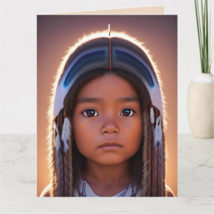 NATIVE AMERIKANISCHE UREINWOHNER GIRL ART GEBURTST KARTE