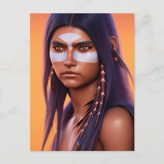 NATIVE AMERIKANISCHE UREINWOHNER HÜBSCH YOUNG FRAM POSTKARTE (Vorderseite)