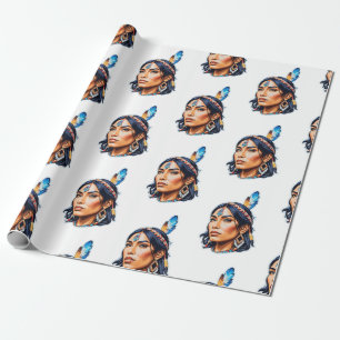 Native Amerikanische Ureinwohner Lady Geschenkpapier