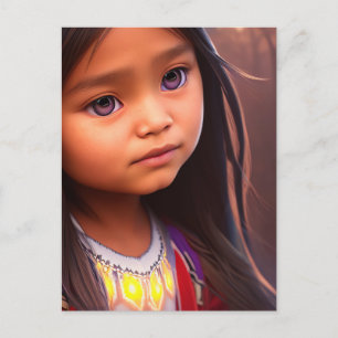 NATIVE AMERIKANISCHE UREINWOHNER LITTLE GIRL ART P POSTKARTE