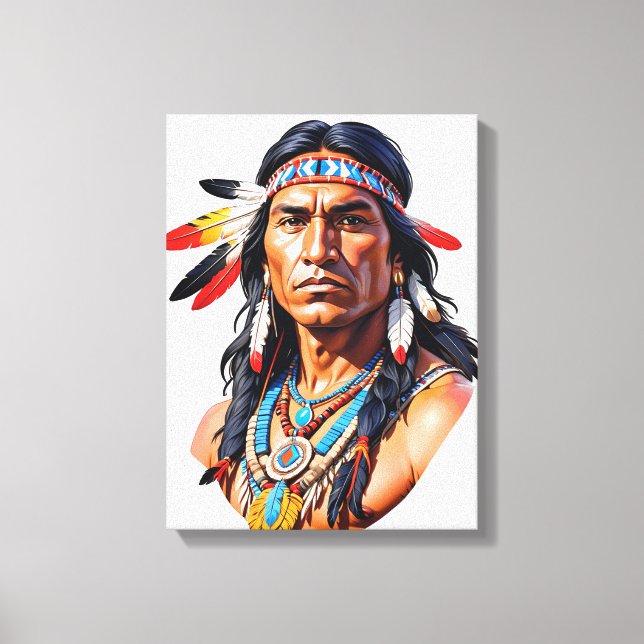 Native Amerikanische Ureinwohner Man Leinwanddruck (Vorderseite)