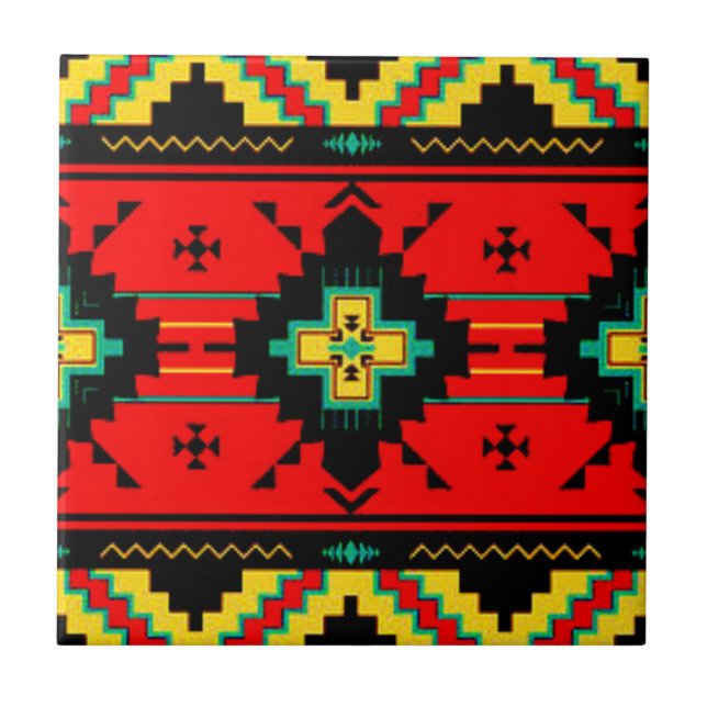 Native Amerikanische Ureinwohner Ornamental Tile Fliese (Vorderseite)