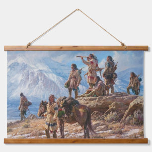 Native Amerikanische Ureinwohner Southwest Art Wal Wandteppich Mit Holzrahmen