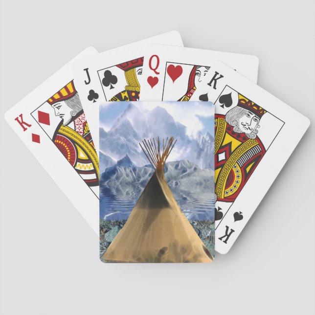 Native Amerikanische Ureinwohner T-Shirt-Pee Tipi Spielkarten (Rückseite)