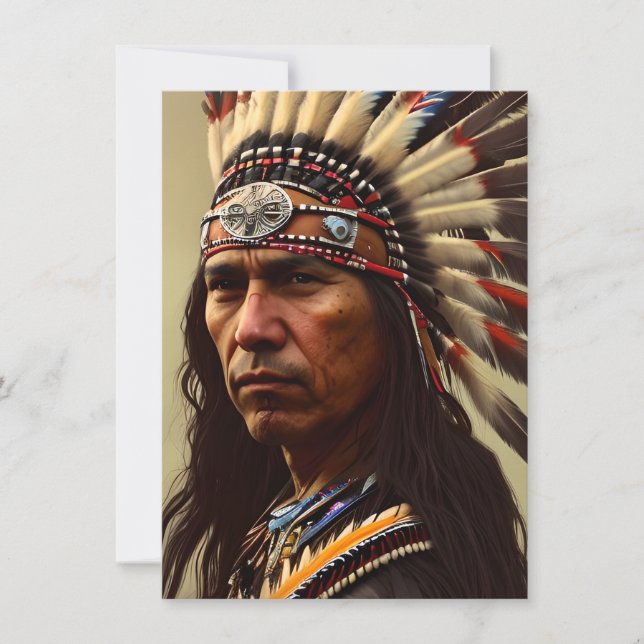 Native Amerikanische Ureinwohner Warrior Dankeskarte (Vorderseite)