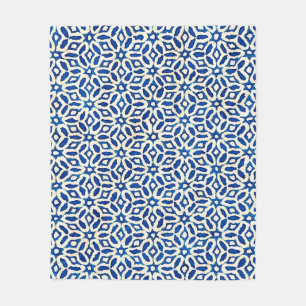 Native Batik Wasserfarbe künstlerisch blau-weiß pa Fleecedecke