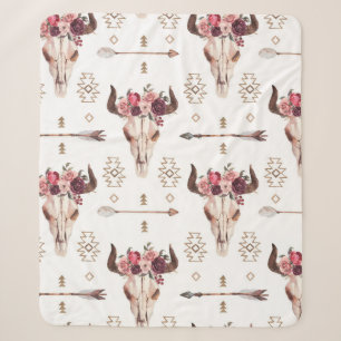 Native Bull Skul und Pfeile Stamm nahtloses Patt Sherpadecke