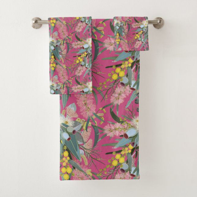 Native Bush Blooms Pink Badhandtuch Set (Insitu)