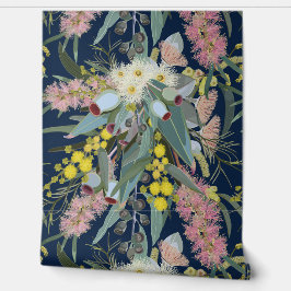 Native Bush Blooms Royal Blue Tapete