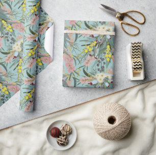 Native Bush Blooms Summer Blue Geschenkpapier