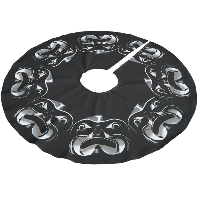 Native Christmas Tree Skirt Tribal Haida Deco Polyester Weihnachtsbaumdecke (Schrägansicht)
