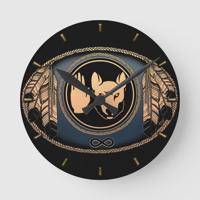 Native Clock Custom First Nation Flag Wall Clock Runde Wanduhr (Vorderseite)