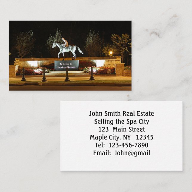Native Dancer Horse Statue Saratoga Business Card Visitenkarte (Vorne/Hinten)
