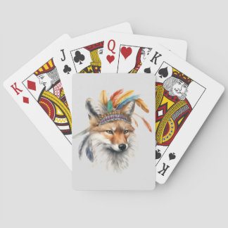Native Fox in Feather Heather Playing Cards Spielkarten