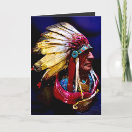 Native "Hunkpapa Chief" Folded Greeting Card Karte