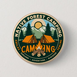 Native Mountain Camping Button