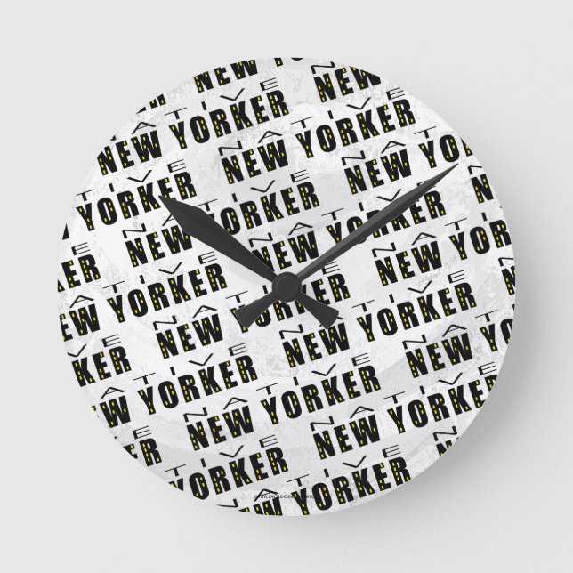 Native New Yorker-Muster Runde Wanduhr (Vorderseite)