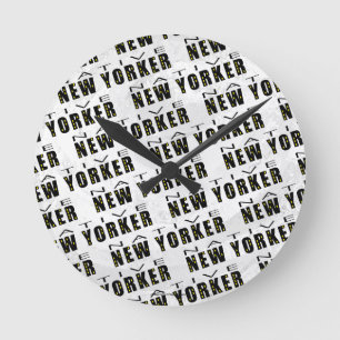 Native New Yorker-Muster Runde Wanduhr