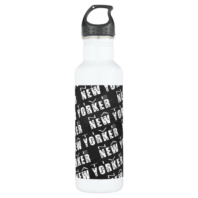 Native New Yorker Pattern Edelstahlflasche (Vorderseite)