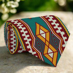 Native Pattern Geometry Mosaic Ethnic Tribal Style Krawatte
