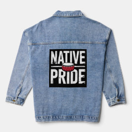 Native Pride – Indigenous Drum Heritage Symbol Jeansjacke