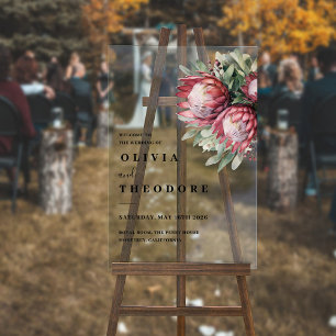 Native Protea Watercolor Floral Boho Botanisch Acrylschild