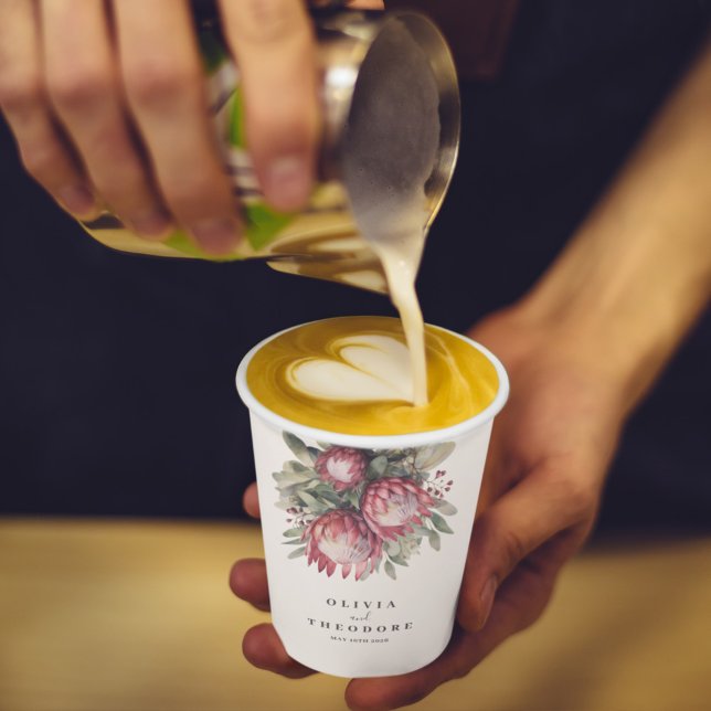 Native Protea Watercolor Floral Boho Botanisch Pappbecher (Von Creator hochgeladen)