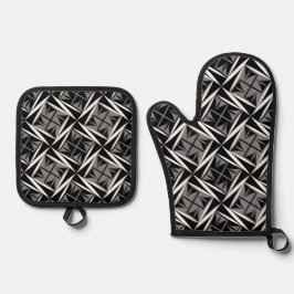 Native Sacred Winds in Gray Ofenhandschuh & Topflappen-Set