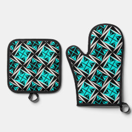 Native Sacred Winds in Turquoise Ofenhandschuh & Topflappen-Set