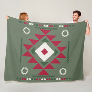 Native Santa Pattern Fleecedecke