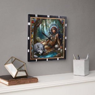 Native Serenity: Starlight Pines Abend Breeze Quadratische Wanduhr