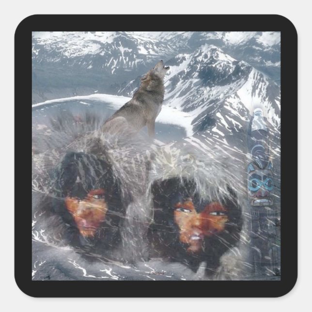 Native Spirit in Alaska Quadratischer Aufkleber (Vorderseite)