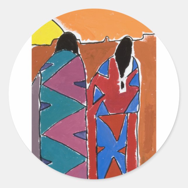 Native Sunset Runder Aufkleber (Vorderseite)