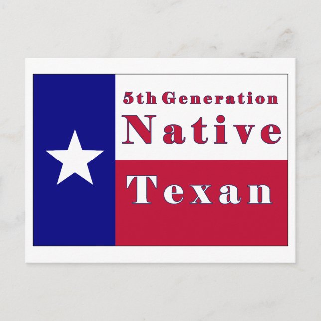 Native Texan Flag der 5. Generation Postkarte (Vorderseite)