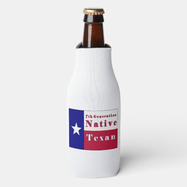 Native Texan Flag der 7. Generation Flaschenkühler (Flaschenvorderseite)